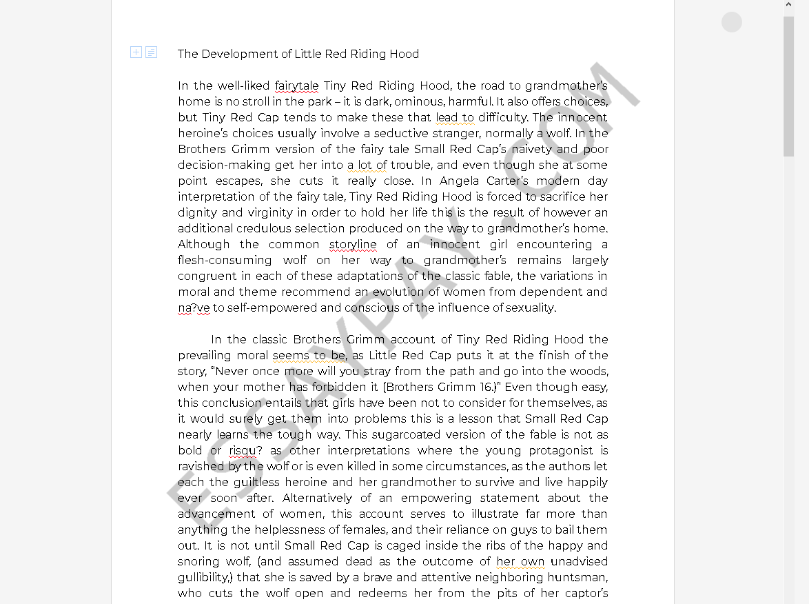 little red riding hood essay