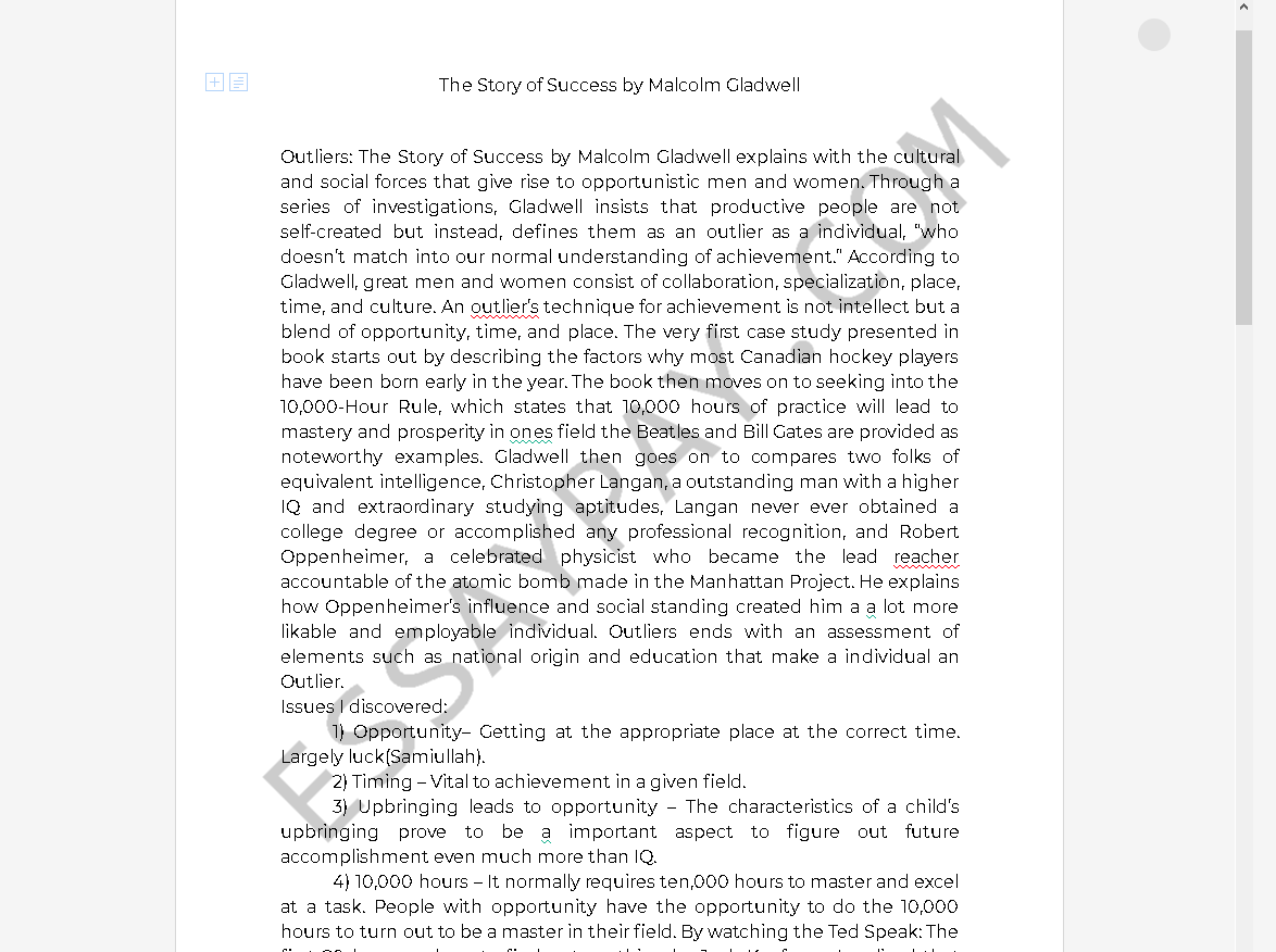 malcolm gladwell essay - Free Essay Example