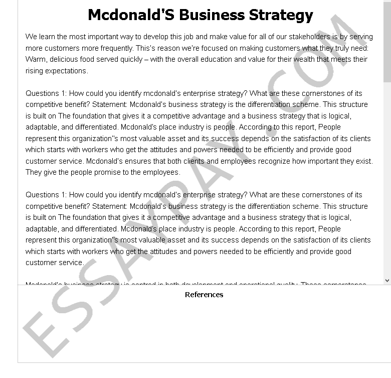 mcdonald's business strategy - Free Essay Example