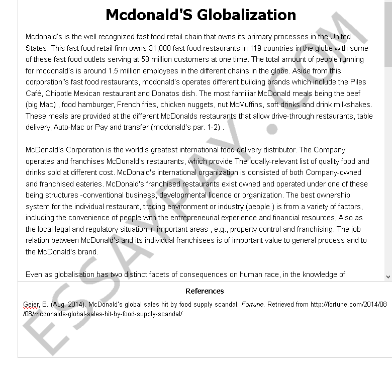 mcdonald's globalization essay