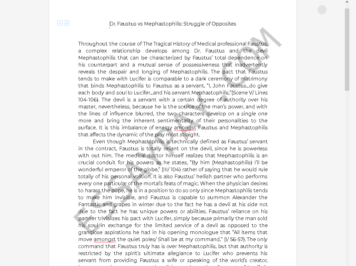 mephastophilis - Free Essay Example