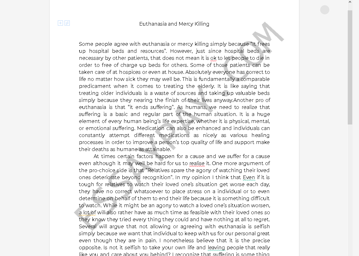 mercy killing essay tagalog