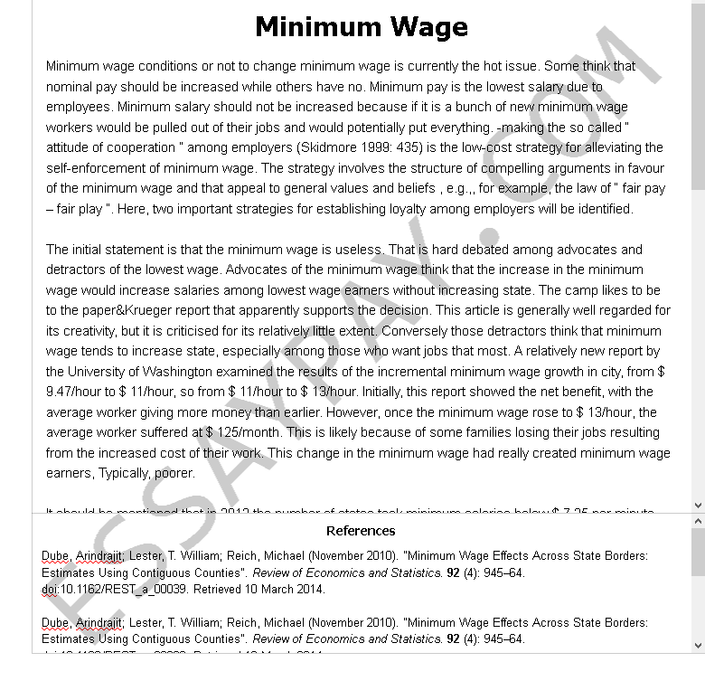 thesis statement examples on minimum wage