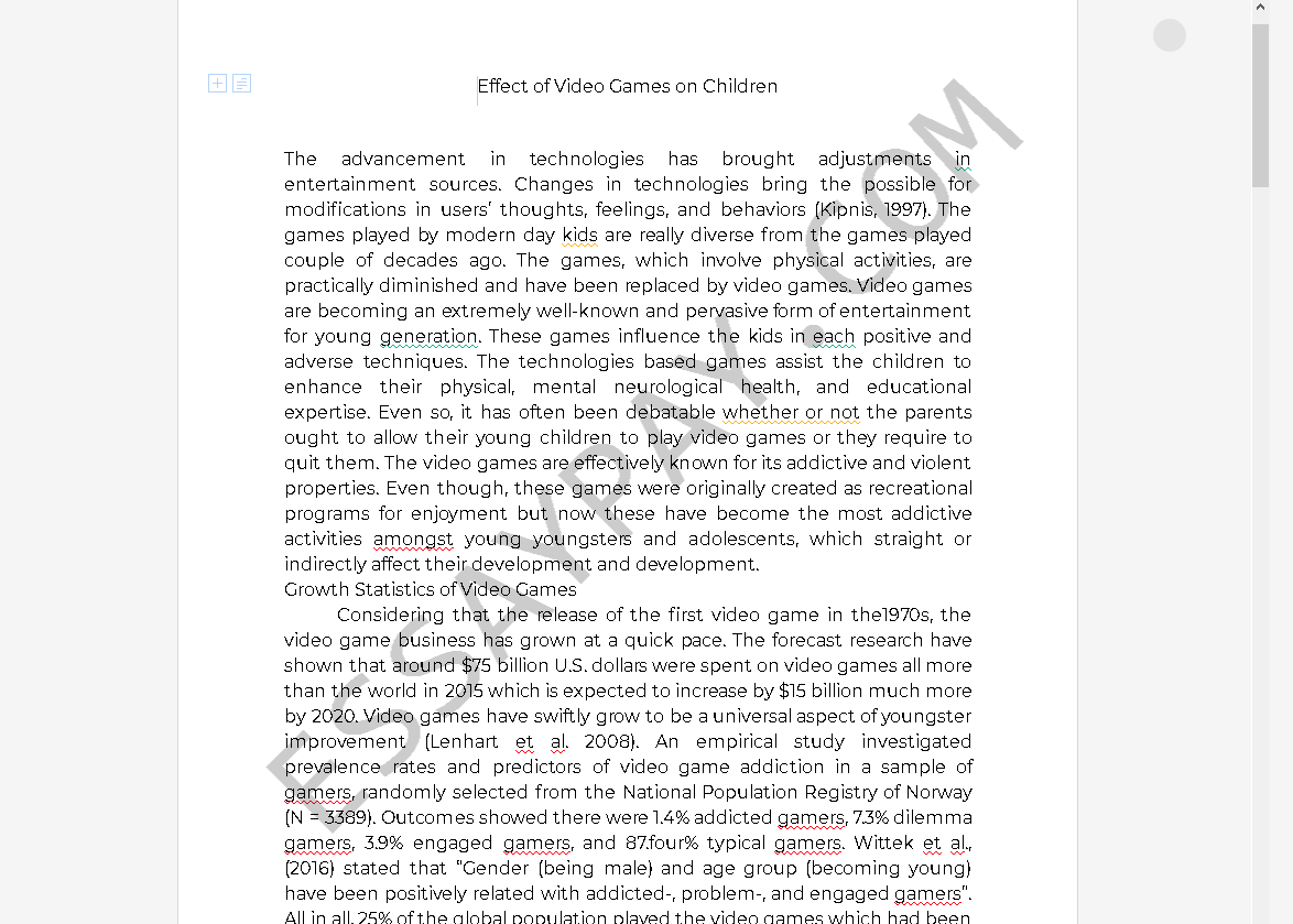 cause and effect of playing online games essay