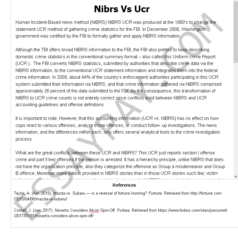 nibrs vs ucr - Free Essay Example