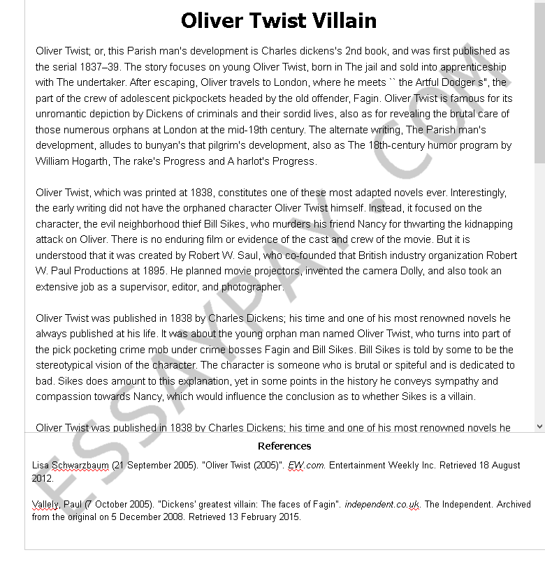 villain essay examples