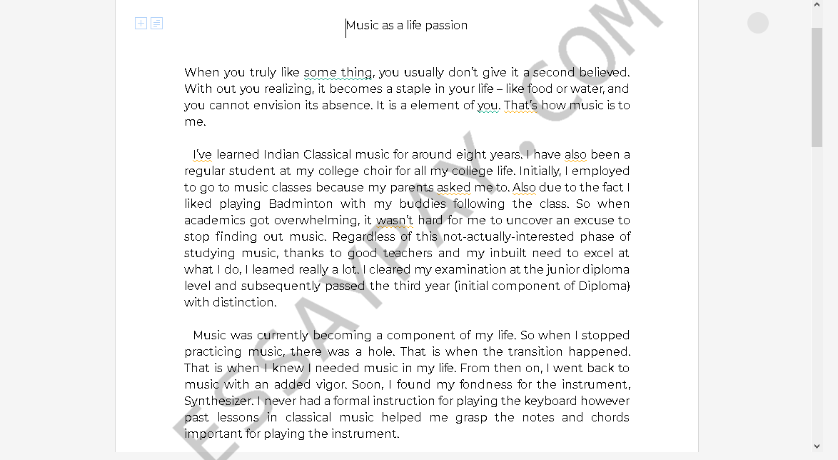 passion for music essay - Free Essay Example