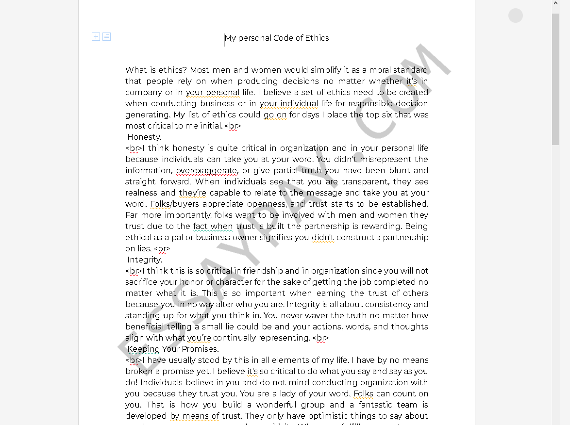 sample essay on ethics