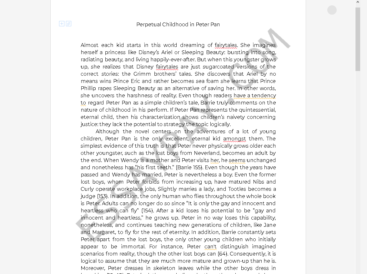 ≡Essays on Peter Pan. Free Examples of Research Paper Topics, Titles GradesFixer