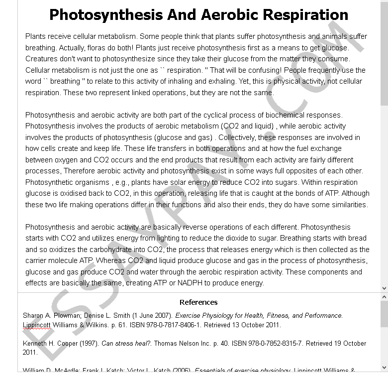 photosynthesis and aerobic respiration - Free Essay Example