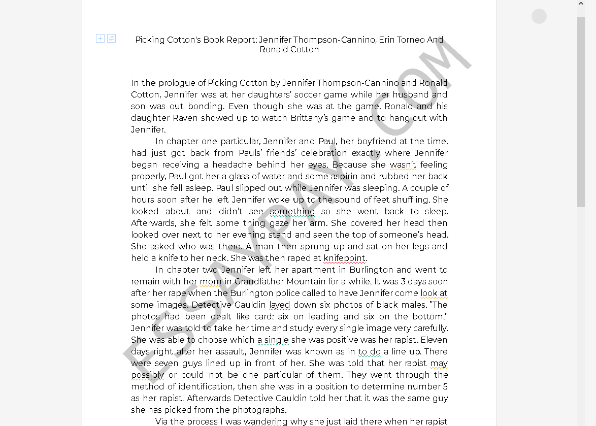 picking cotton book pdf - Free Essay Example