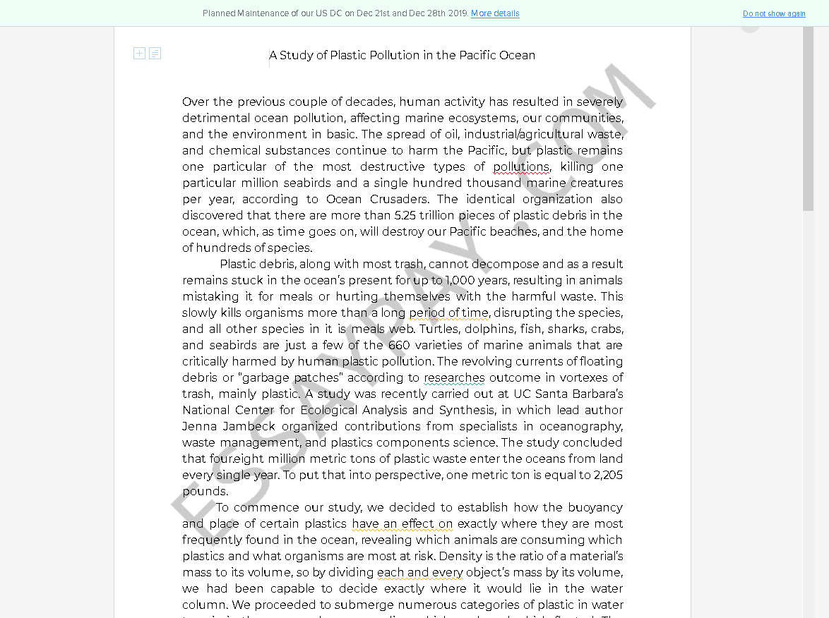 plastic pollution argumentative essay