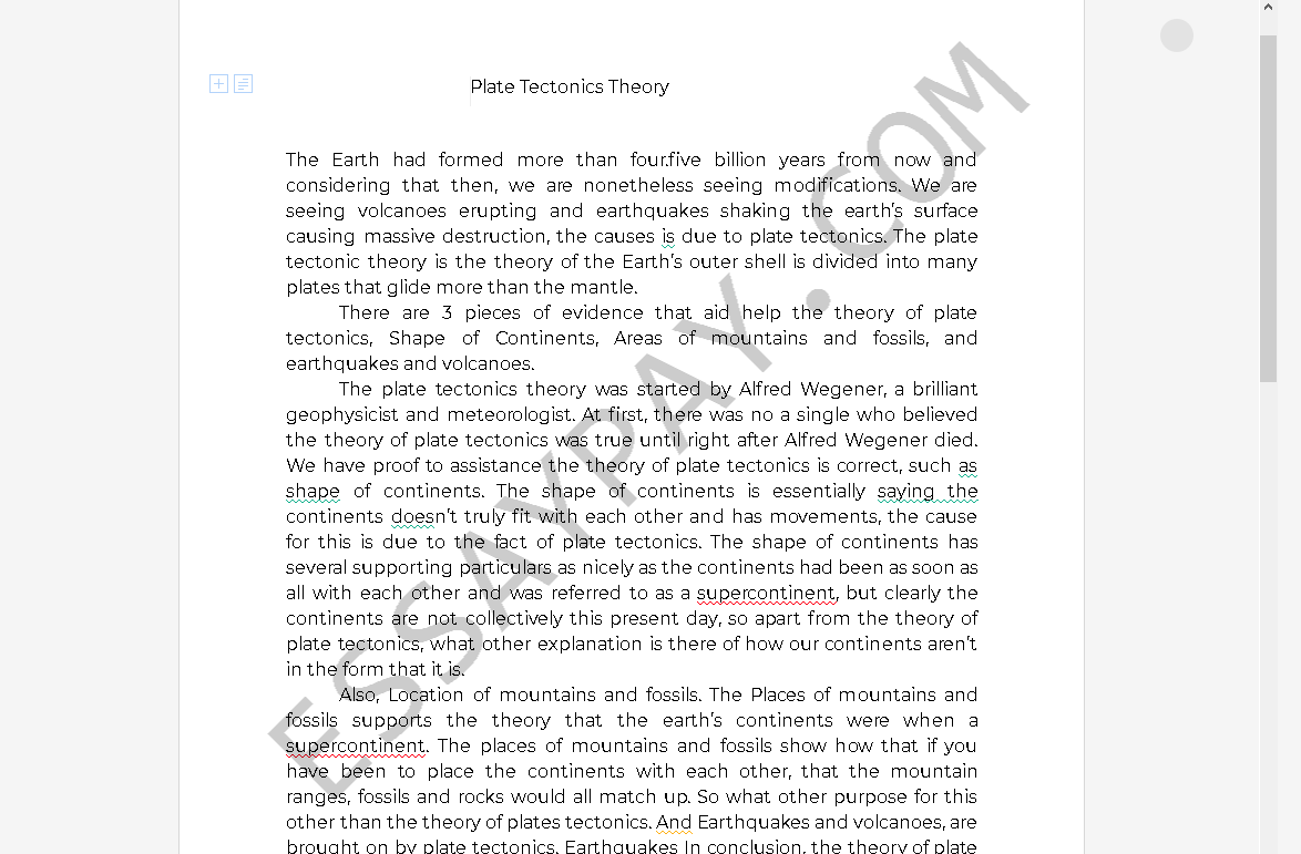 essay on theory of plate tectonics