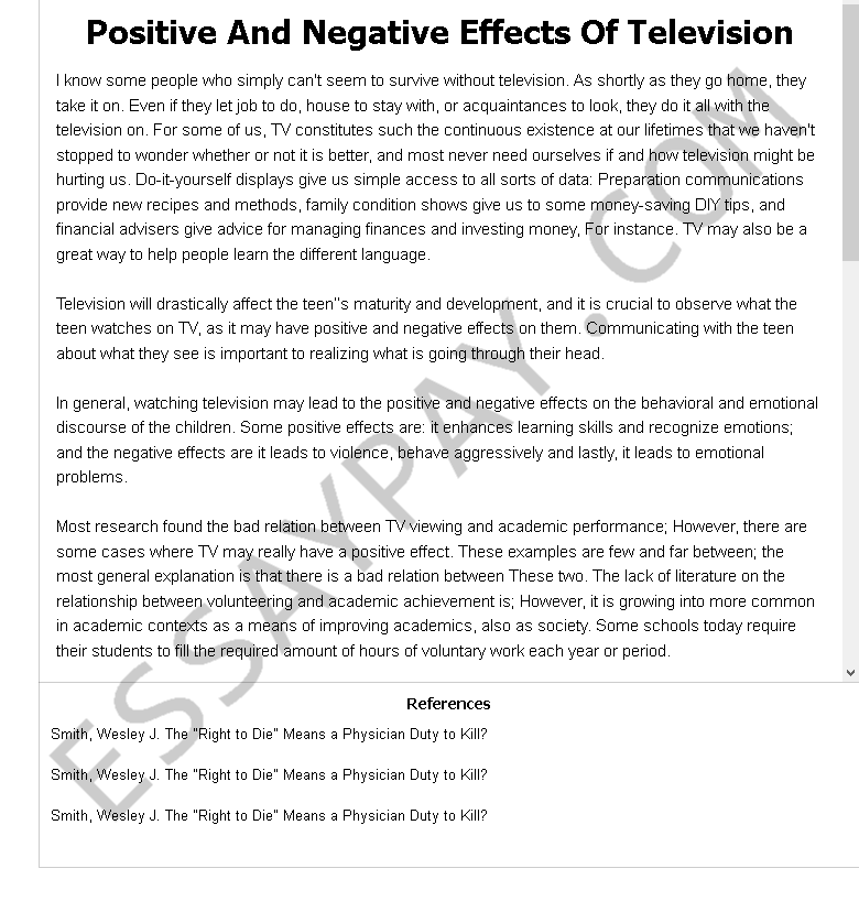 positive and negative effects of television - Free Essay Example