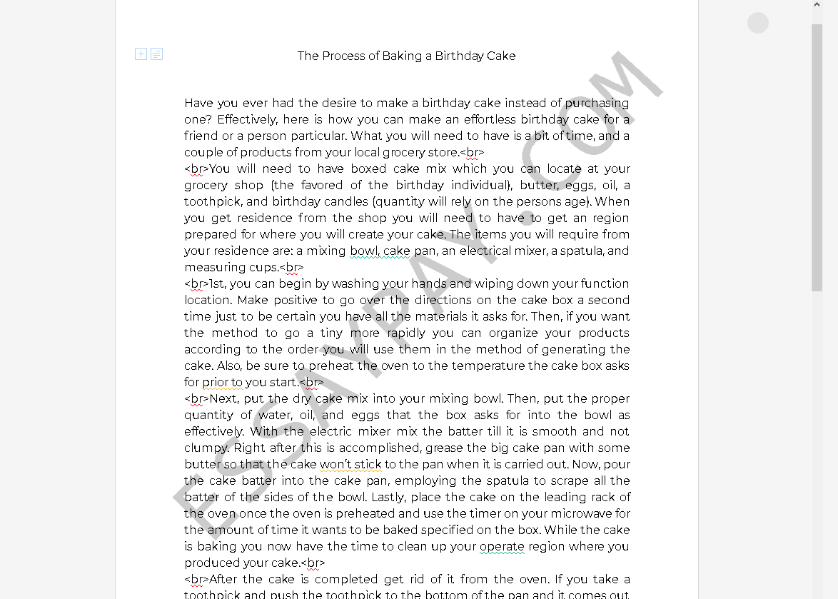 process essay on how to bake a cake - Free Essay Example