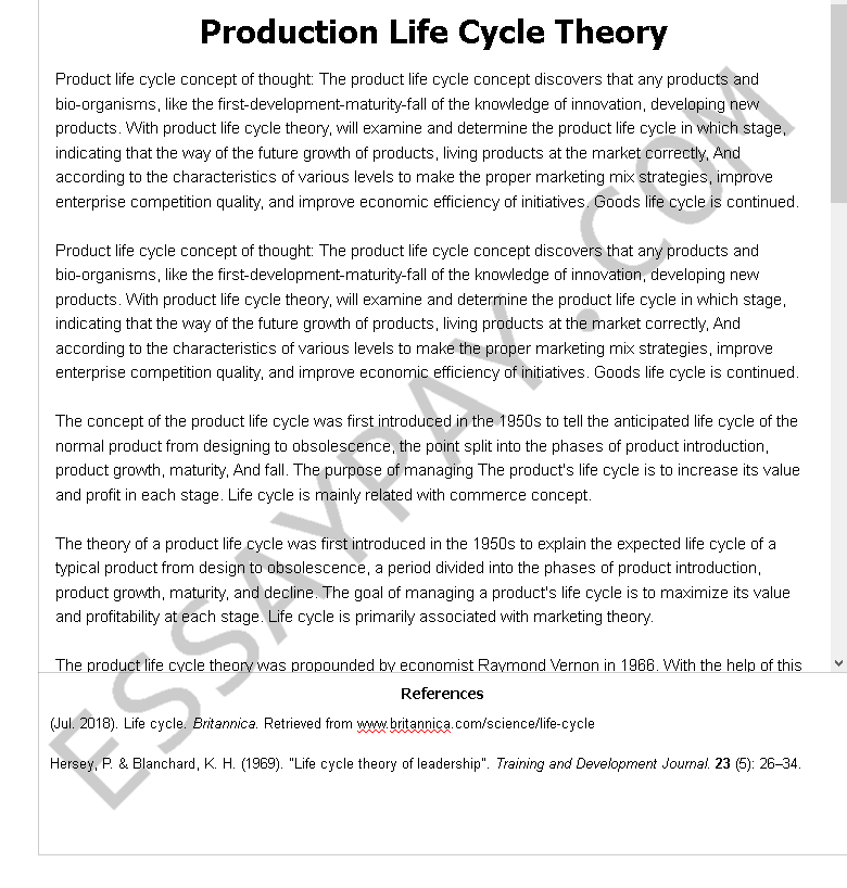 Production Life Cycle Theory Essay Example for Free - 1100 ...