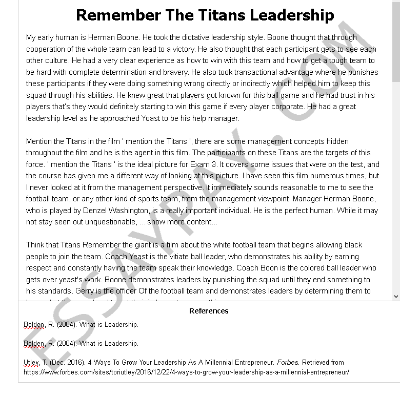 remember the titans leadership essay