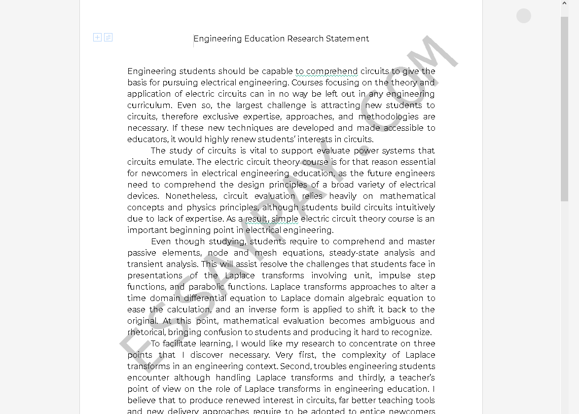 essay on engineering student