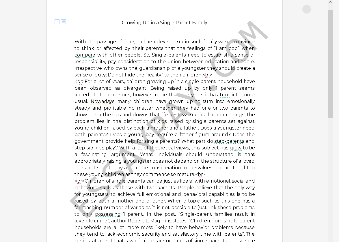 Single Parent Essay: [Essay Example], words GradesFixer