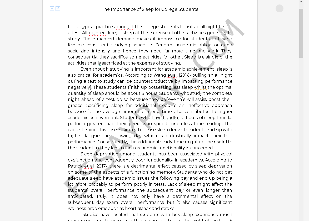 sleep essay - Free Essay Example