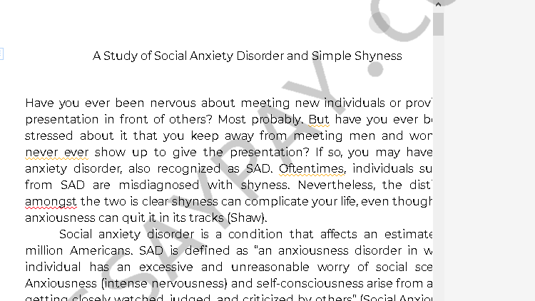 social anxiety disorder essay