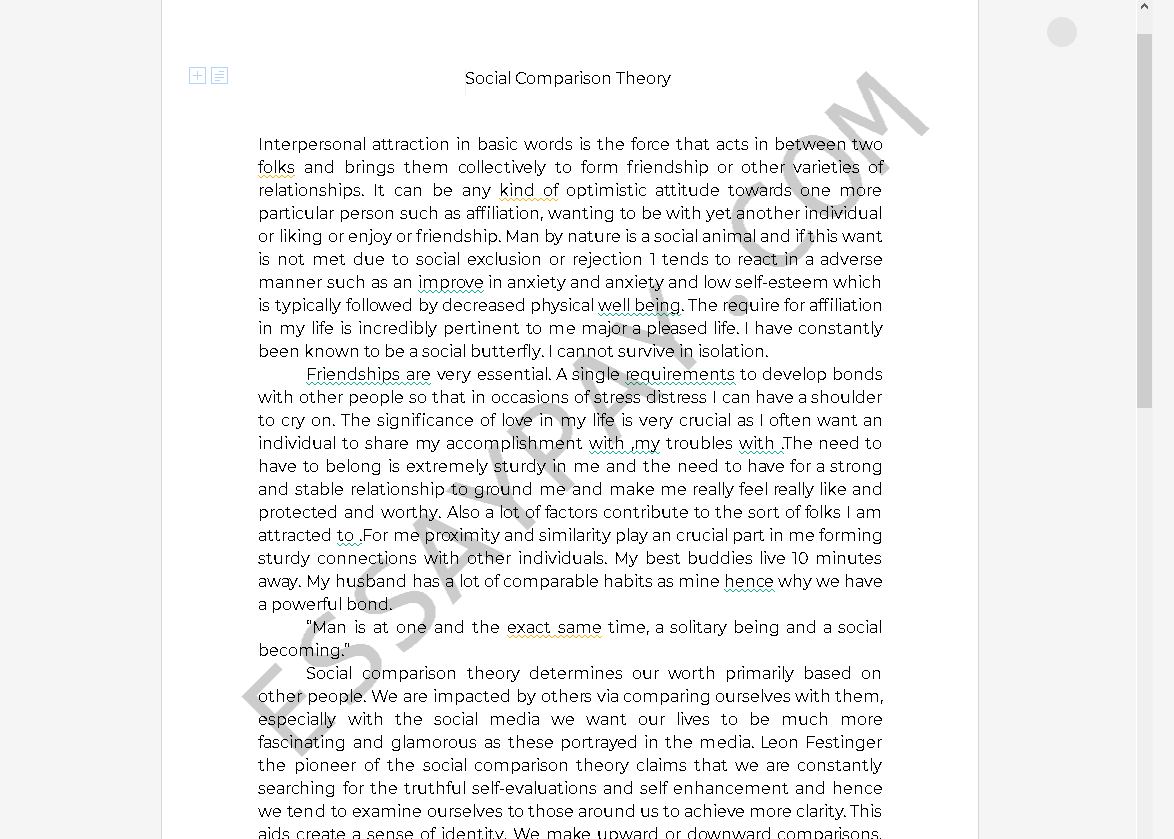 essay about self concept through social comparison