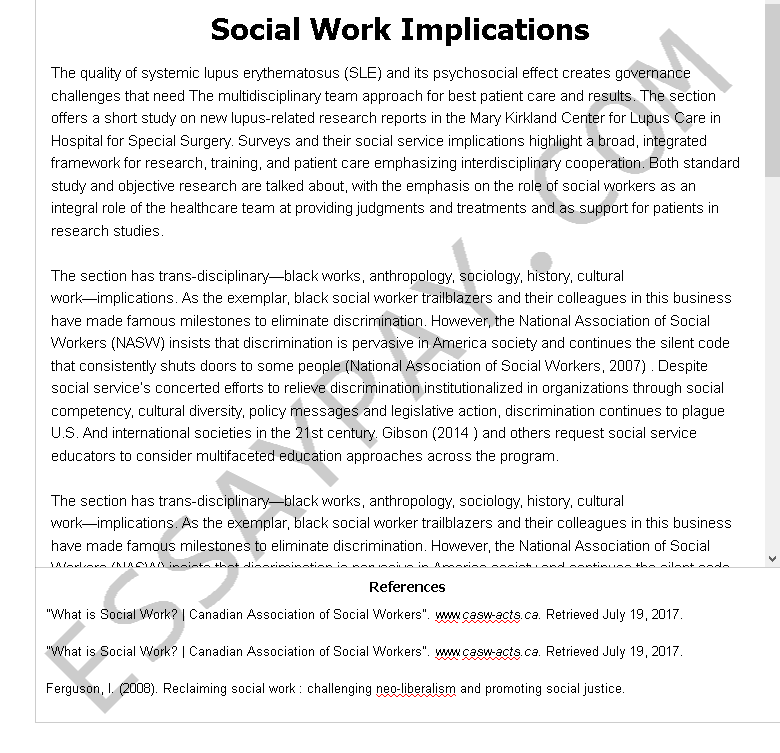 social work implications - Free Essay Example