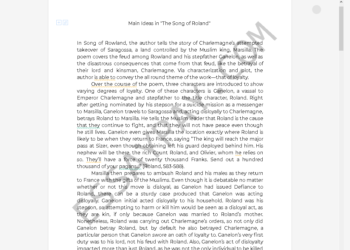 essay about the song of roland