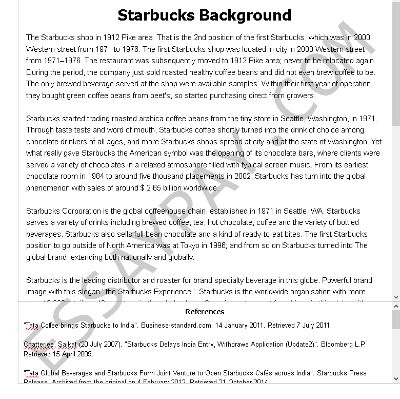 starbucks background - Free Essay Example
