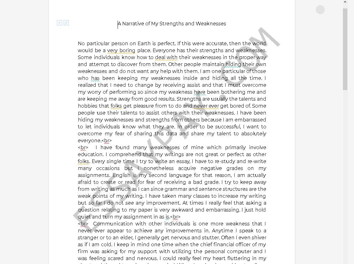 strengths and weaknesses essay