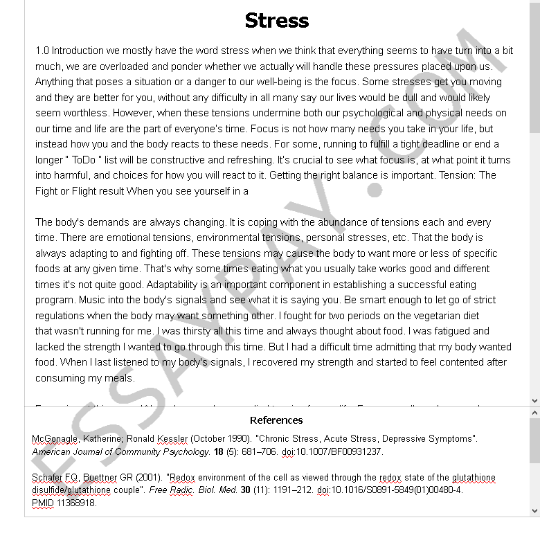 stress  - Free Essay Example