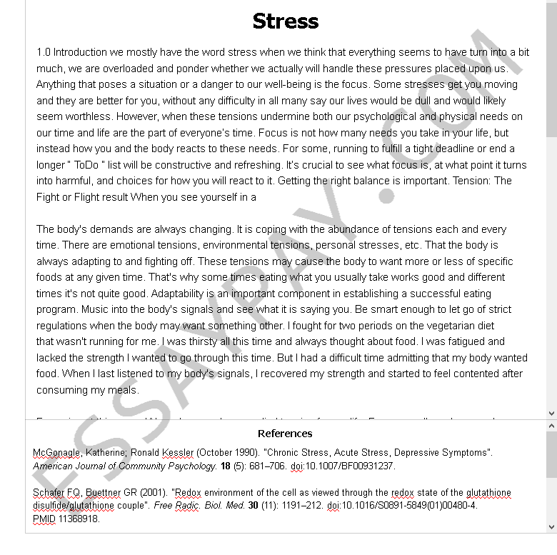 stress causes and solutions essay