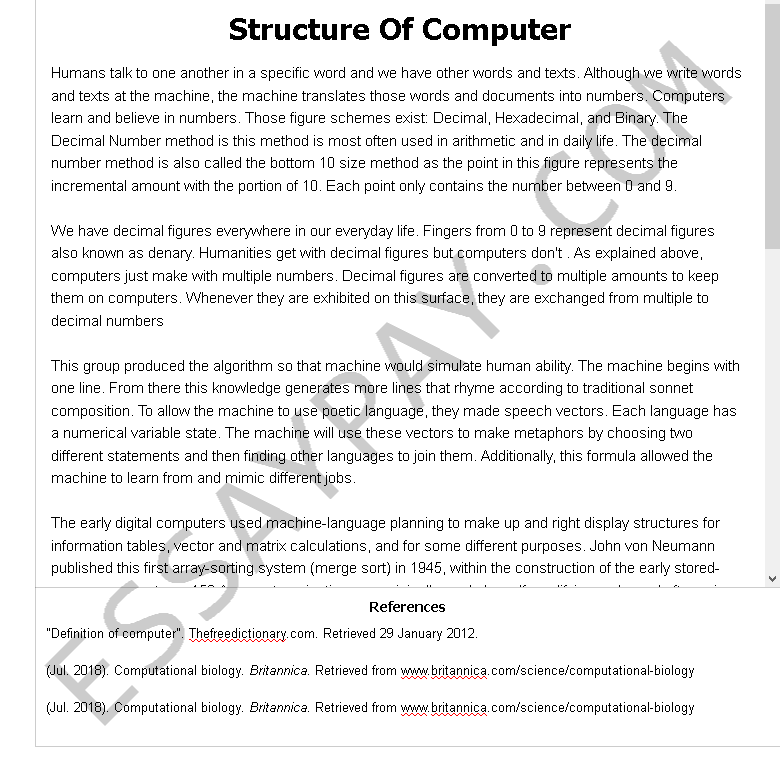 structure of computer - Free Essay Example