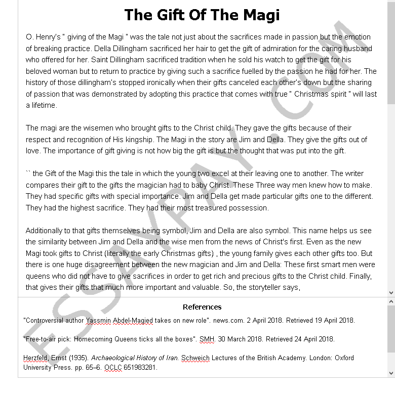 the gift of the magi  - Free Essay Example