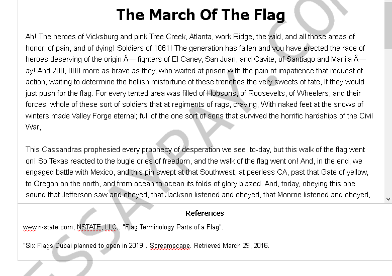 the march of the flag - Free Essay Example