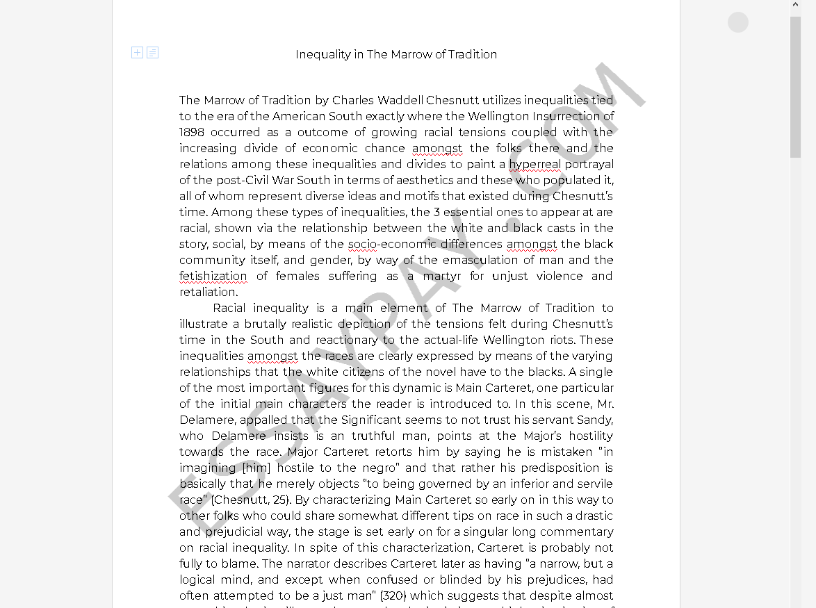 the marrow of tradition essay topics - Free Essay Example