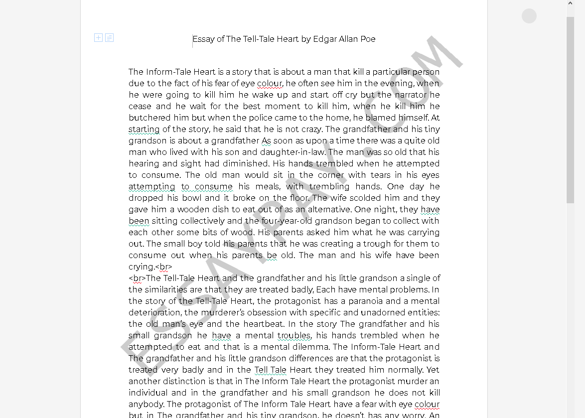 the tell tale heart essay - Free Essay Example