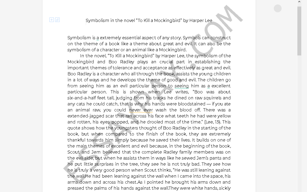 to kill a mockingbird symbolism essay - Free Essay Example