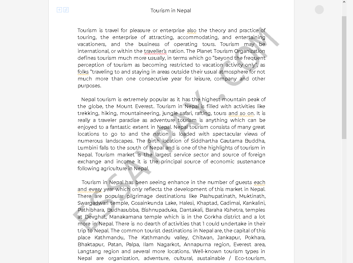 tourism essay 250 words pdf