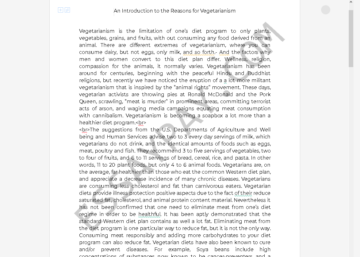 vegetarian essay in english