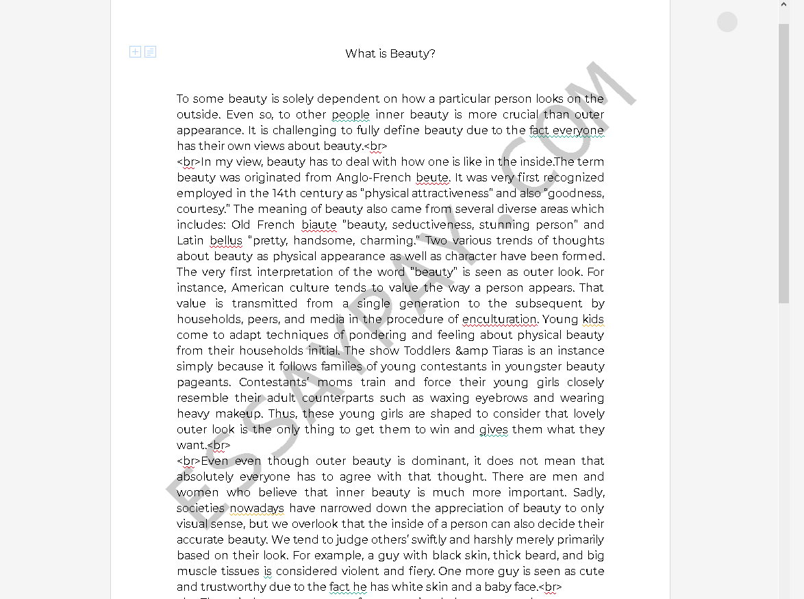 what is beauty essay brainly