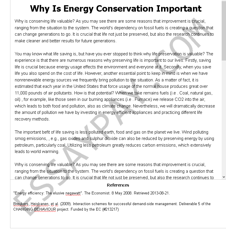 energy conservation essay