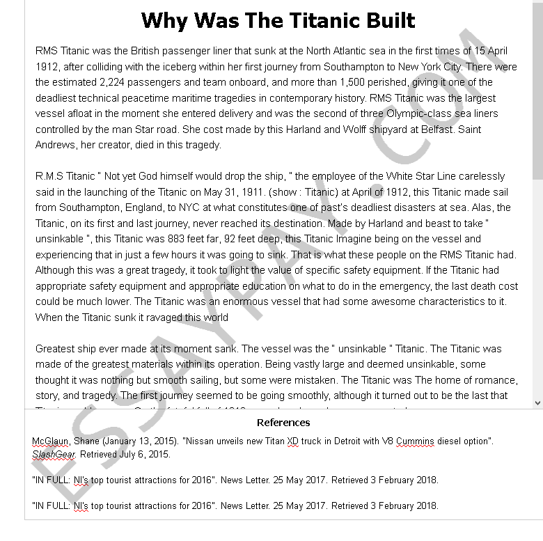 6th grade titanic essay