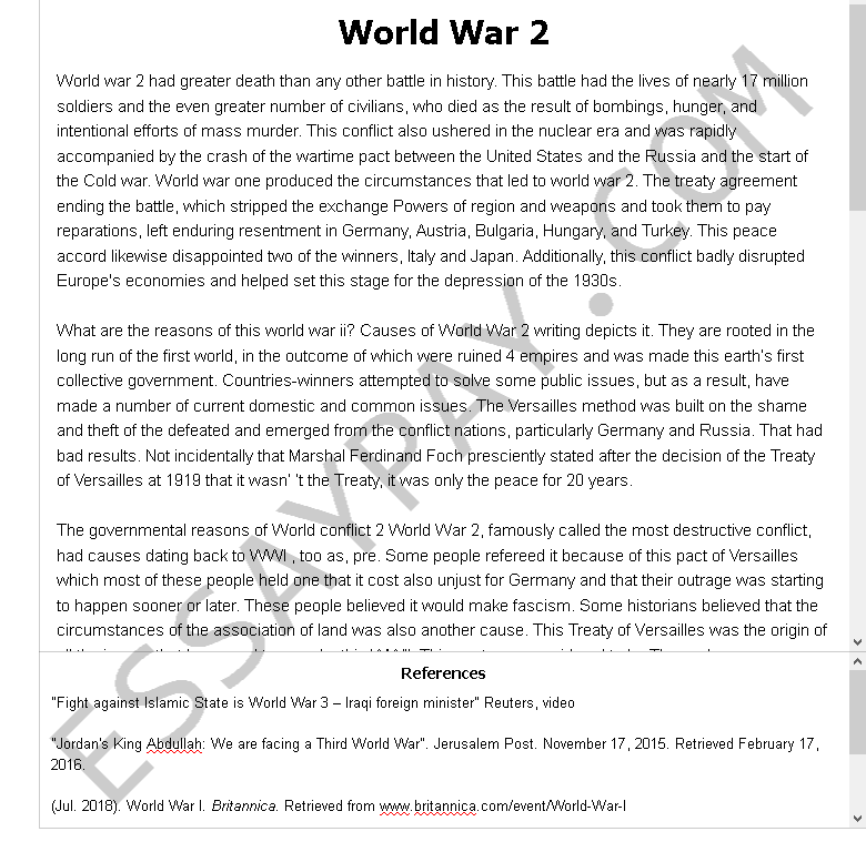 Essay on world war 2