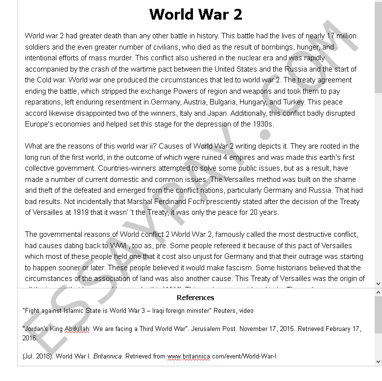 what is a good thesis statement for world war 2