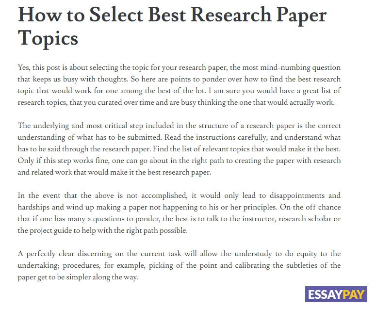 how to select best research paper topics