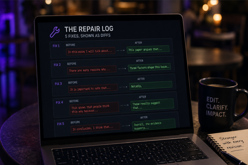 The Repair Log: Five Fixes, Shown as Diffs